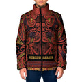 Aotearoa Iwi Rongowhakaata Padded Jacket Maori Wharenui House Tribal Pattern