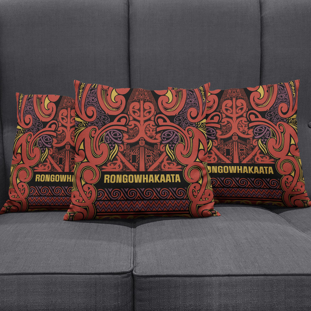 Aotearoa Iwi Rongowhakaata Pillow Cover Maori Wharenui House Tribal Pattern