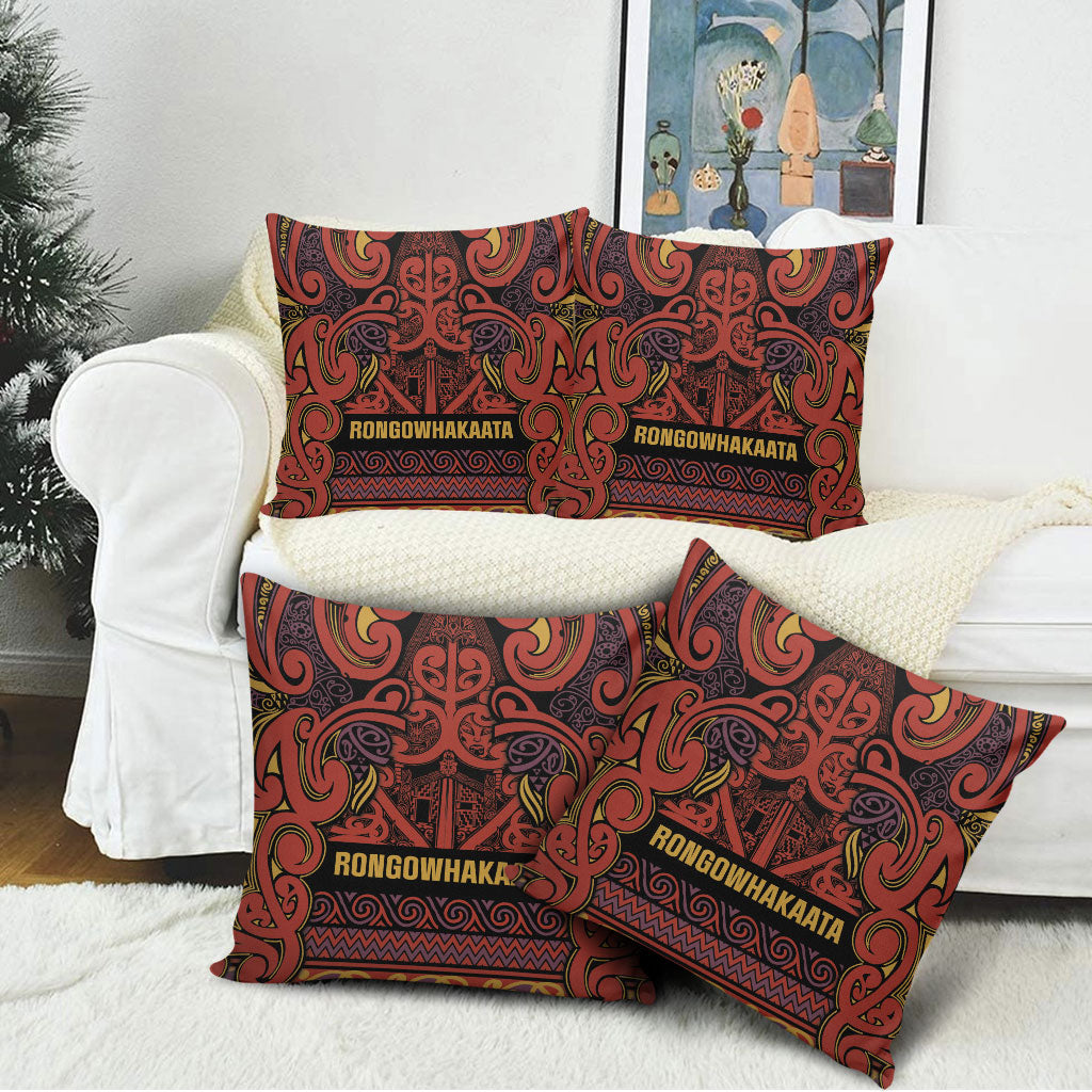 Aotearoa Iwi Rongowhakaata Pillow Cover Maori Wharenui House Tribal Pattern