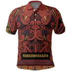 Aotearoa Iwi Rongowhakaata Polo Shirt Maori Wharenui House Tribal Pattern