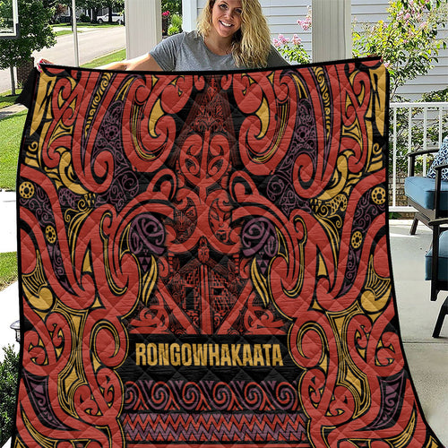 Aotearoa Iwi Rongowhakaata Quilt Maori Wharenui House Tribal Pattern