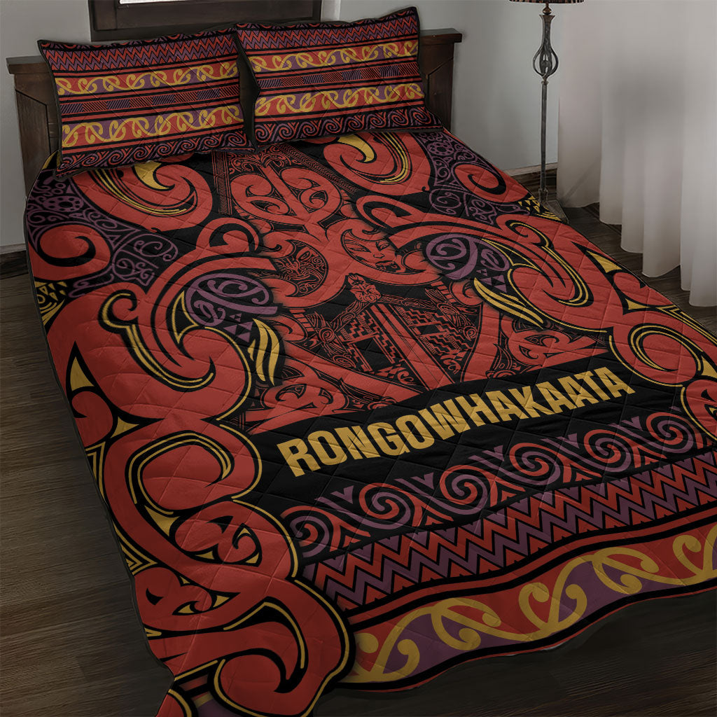 Aotearoa Iwi Rongowhakaata Quilt Bed Set Maori Wharenui House Tribal Pattern