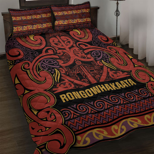 Aotearoa Iwi Rongowhakaata Quilt Bed Set Maori Wharenui House Tribal Pattern