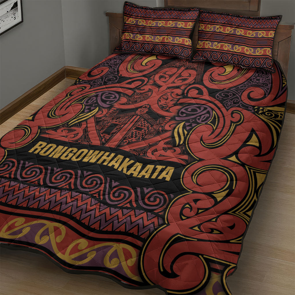 Aotearoa Iwi Rongowhakaata Quilt Bed Set Maori Wharenui House Tribal Pattern