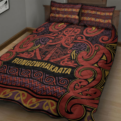 Aotearoa Iwi Rongowhakaata Quilt Bed Set Maori Wharenui House Tribal Pattern
