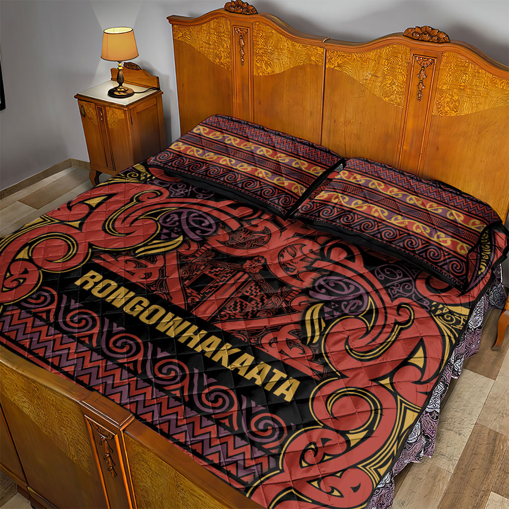 Aotearoa Iwi Rongowhakaata Quilt Bed Set Maori Wharenui House Tribal Pattern