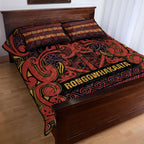 Aotearoa Iwi Rongowhakaata Quilt Bed Set Maori Wharenui House Tribal Pattern