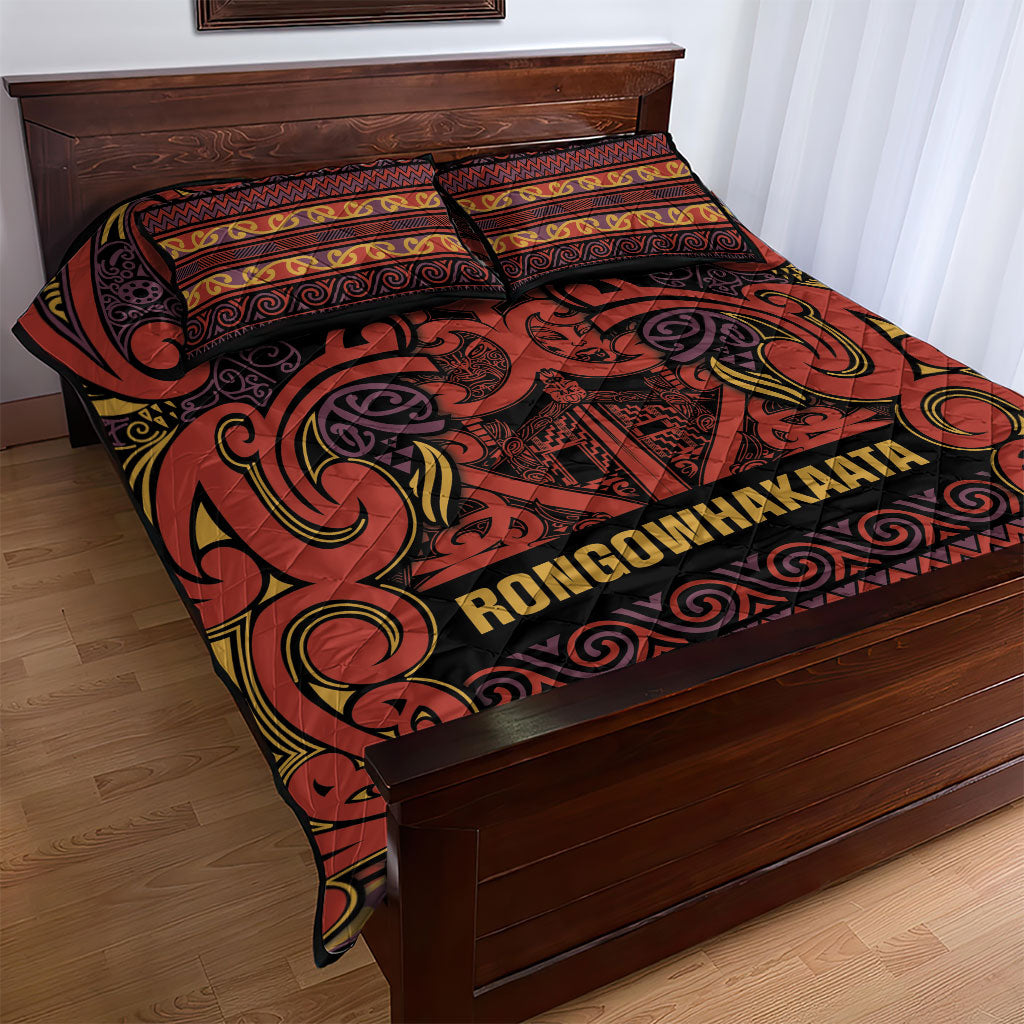 Aotearoa Iwi Rongowhakaata Quilt Bed Set Maori Wharenui House Tribal Pattern