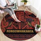 Aotearoa Iwi Rongowhakaata Round Carpet Maori Wharenui House Tribal Pattern