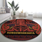 Aotearoa Iwi Rongowhakaata Round Carpet Maori Wharenui House Tribal Pattern