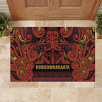 Aotearoa Iwi Rongowhakaata Rubber Doormat Maori Wharenui House Tribal Pattern