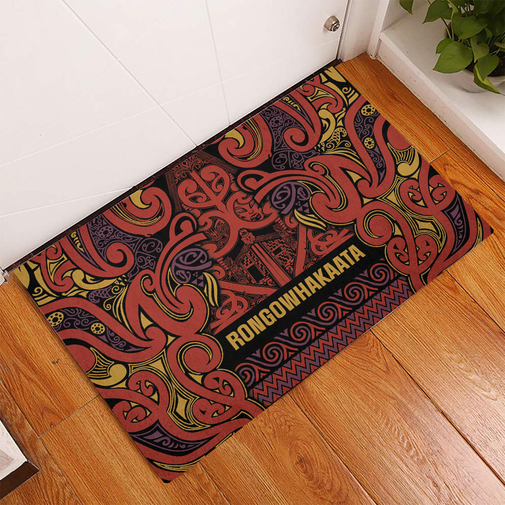 Aotearoa Iwi Rongowhakaata Rubber Doormat Maori Wharenui House Tribal Pattern