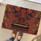 Aotearoa Iwi Rongowhakaata Rubber Doormat Maori Wharenui House Tribal Pattern