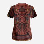 Aotearoa Iwi Rongowhakaata Scrub Top Maori Wharenui House Tribal Pattern