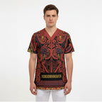Aotearoa Iwi Rongowhakaata Scrub Top Maori Wharenui House Tribal Pattern