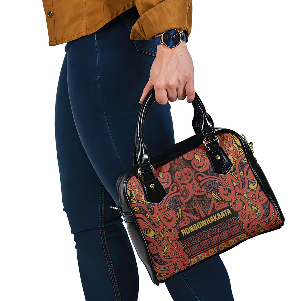 Aotearoa Iwi Rongowhakaata Shoulder Handbag Maori Wharenui House Tribal Pattern