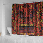 Aotearoa Iwi Rongowhakaata Shower Curtain Maori Wharenui House Tribal Pattern