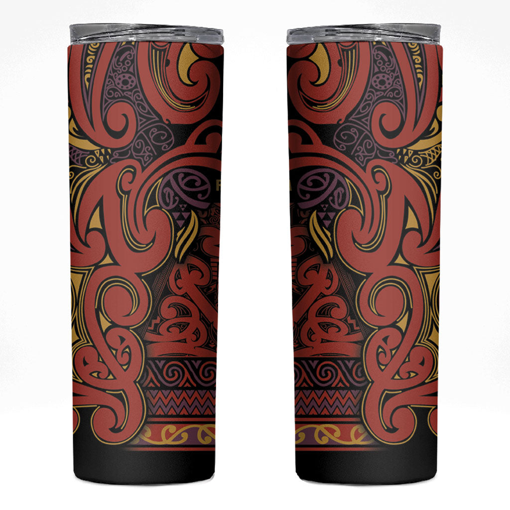 Aotearoa Iwi Rongowhakaata Skinny Tumbler Maori Wharenui House Tribal Pattern