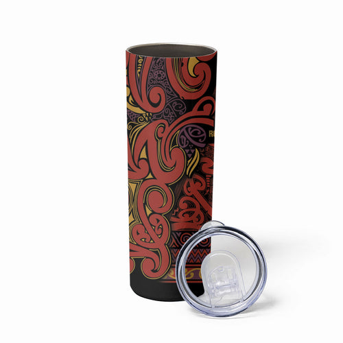 Aotearoa Iwi Rongowhakaata Skinny Tumbler Maori Wharenui House Tribal Pattern