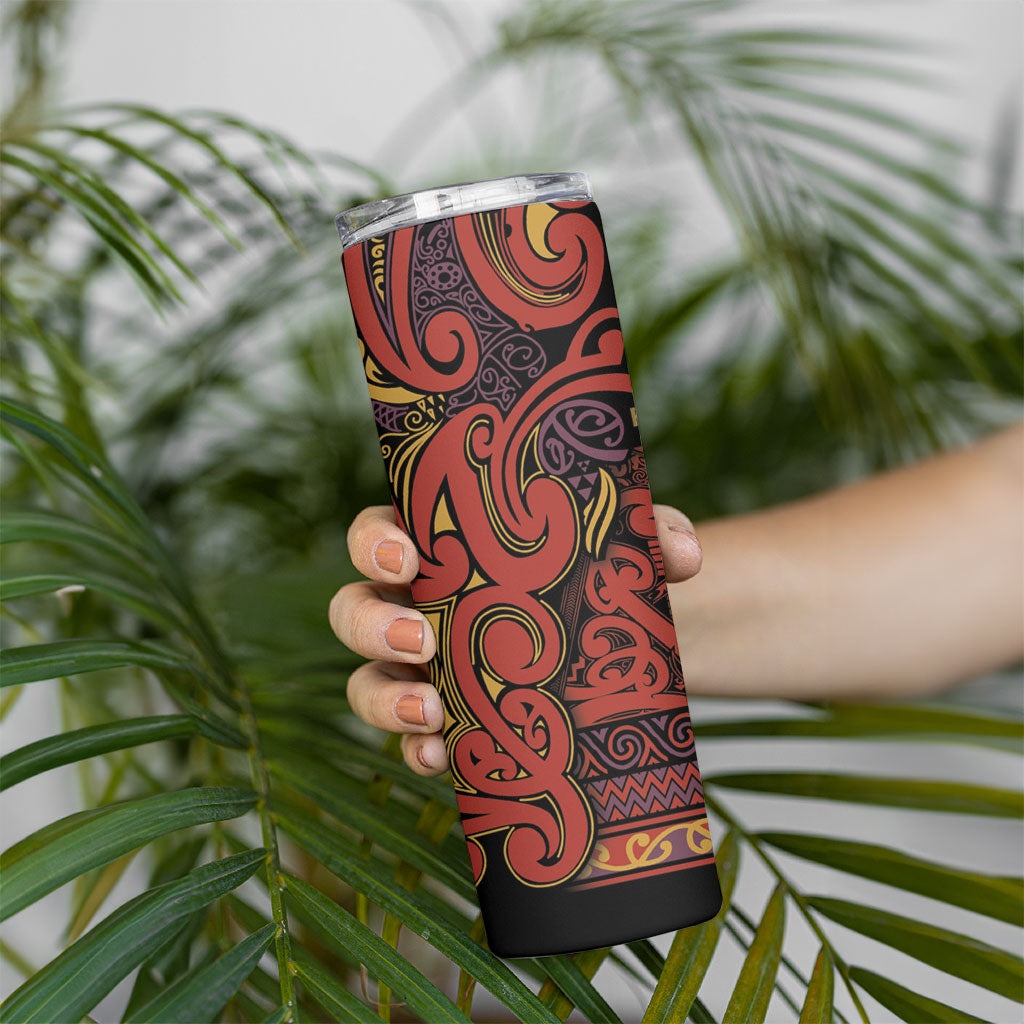 Aotearoa Iwi Rongowhakaata Skinny Tumbler Maori Wharenui House Tribal Pattern
