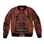 Aotearoa Iwi Rongowhakaata Sleeve Zip Bomber Jacket Maori Wharenui House Tribal Pattern