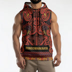 Aotearoa Iwi Rongowhakaata Sleeveless Hoodie Maori Wharenui House Tribal Pattern