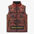 Aotearoa Iwi Rongowhakaata Sleeveless Puffer Jacket Maori Wharenui House Tribal Pattern