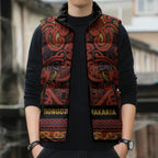 Aotearoa Iwi Rongowhakaata Sleeveless Puffer Jacket Maori Wharenui House Tribal Pattern