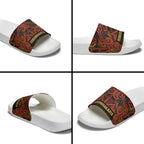 Aotearoa Iwi Rongowhakaata Slide Sandals Maori Wharenui House Tribal Pattern