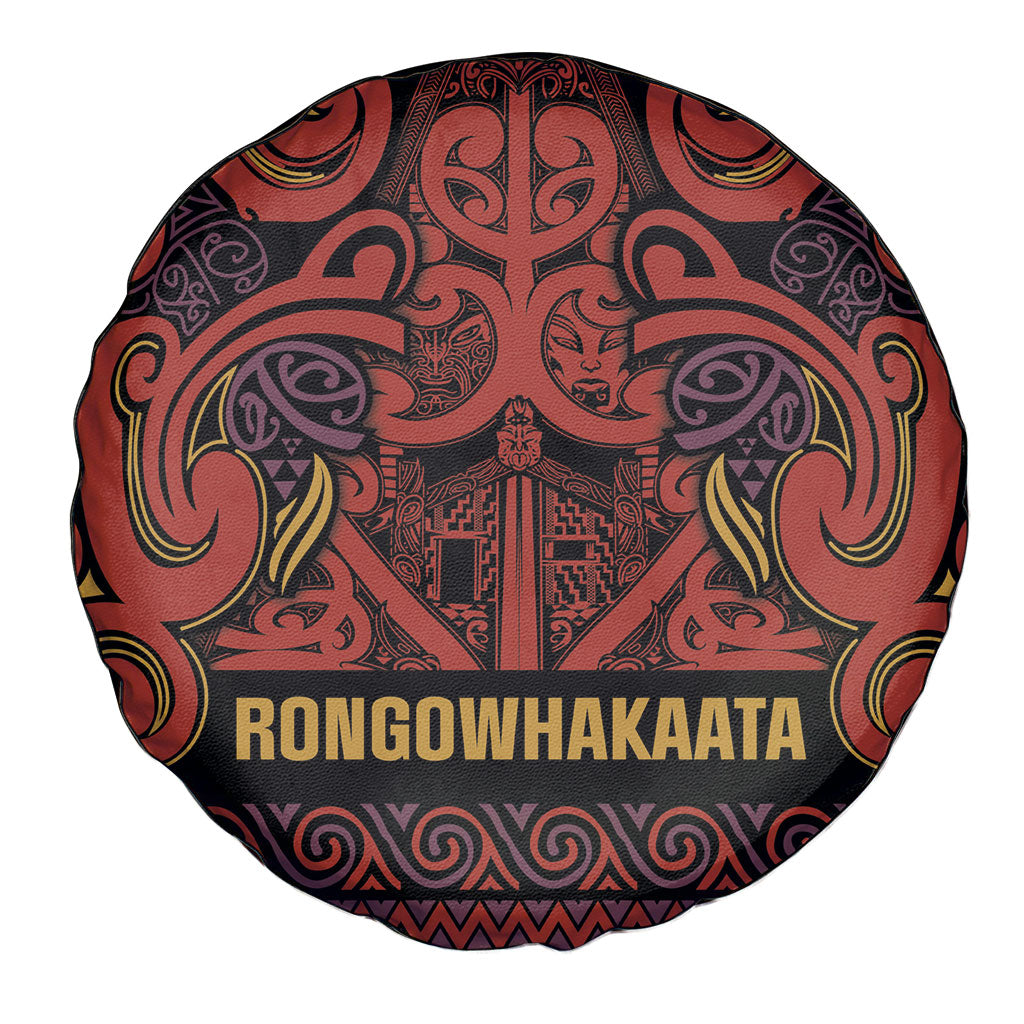 Aotearoa Iwi Rongowhakaata Spare Tire Cover Maori Wharenui House Tribal Pattern