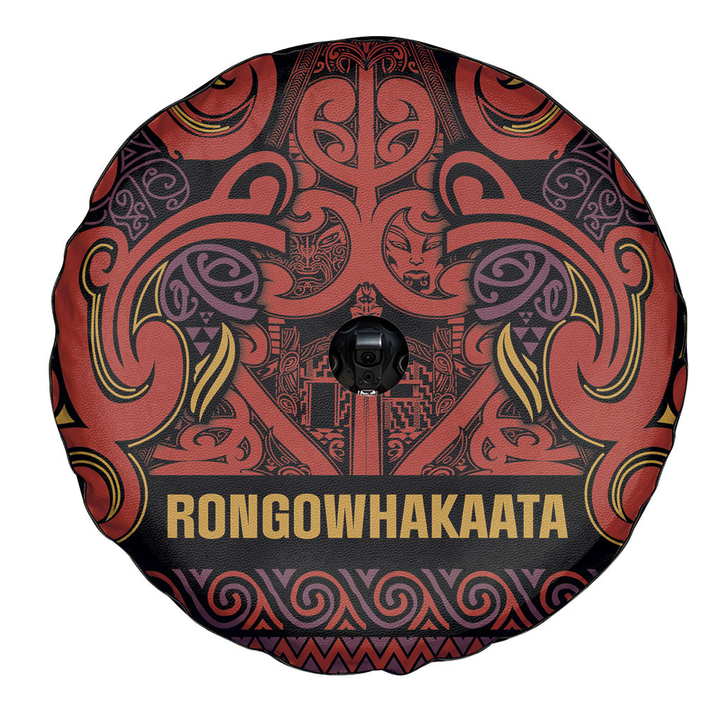 Aotearoa Iwi Rongowhakaata Spare Tire Cover Maori Wharenui House Tribal Pattern