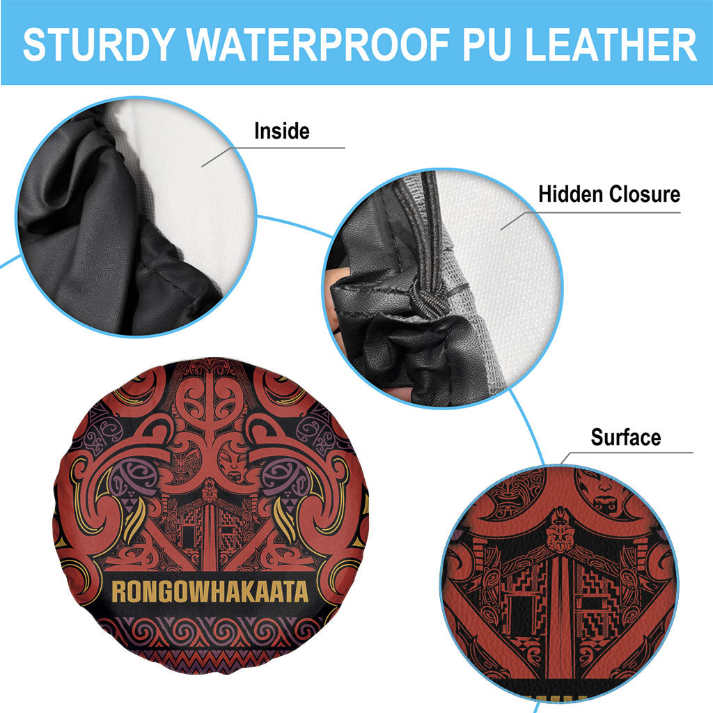 Aotearoa Iwi Rongowhakaata Spare Tire Cover Maori Wharenui House Tribal Pattern