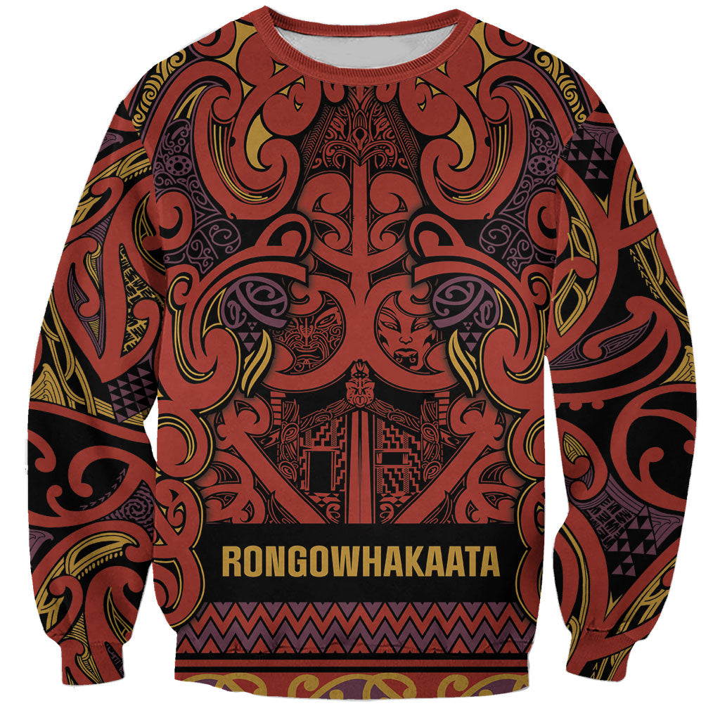Aotearoa Iwi Rongowhakaata Sweatshirt Maori Wharenui House Tribal Pattern