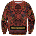 Aotearoa Iwi Rongowhakaata Sweatshirt Maori Wharenui House Tribal Pattern