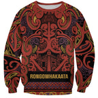 Aotearoa Iwi Rongowhakaata Sweatshirt Maori Wharenui House Tribal Pattern