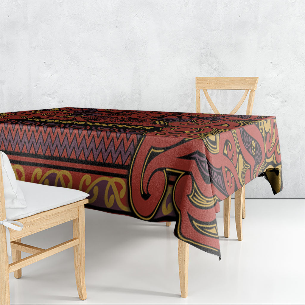 Aotearoa Iwi Rongowhakaata Tablecloth Maori Wharenui House Tribal Pattern