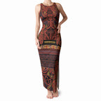 Aotearoa Iwi Rongowhakaata Tank Maxi Dress Maori Wharenui House Tribal Pattern