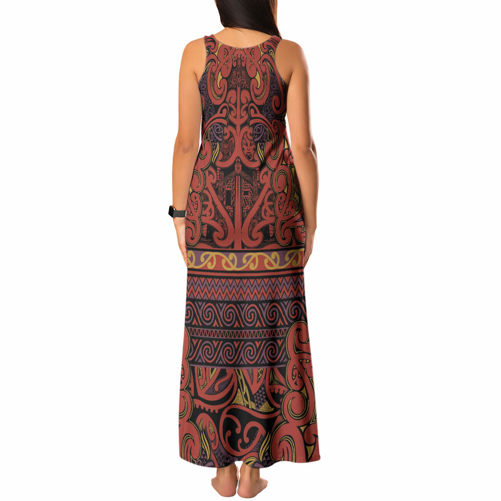 Aotearoa Iwi Rongowhakaata Tank Maxi Dress Maori Wharenui House Tribal Pattern