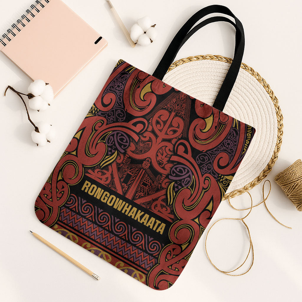 Aotearoa Iwi Rongowhakaata Tote Bag Maori Wharenui House Tribal Pattern