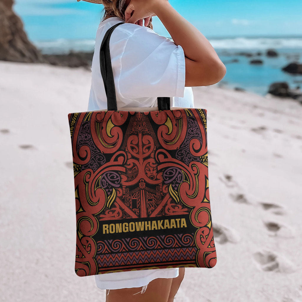 Aotearoa Iwi Rongowhakaata Tote Bag Maori Wharenui House Tribal Pattern