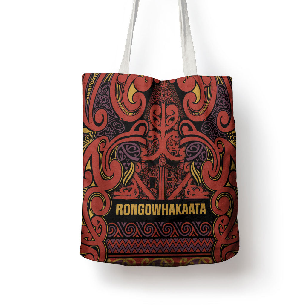 Aotearoa Iwi Rongowhakaata Tote Bag Maori Wharenui House Tribal Pattern