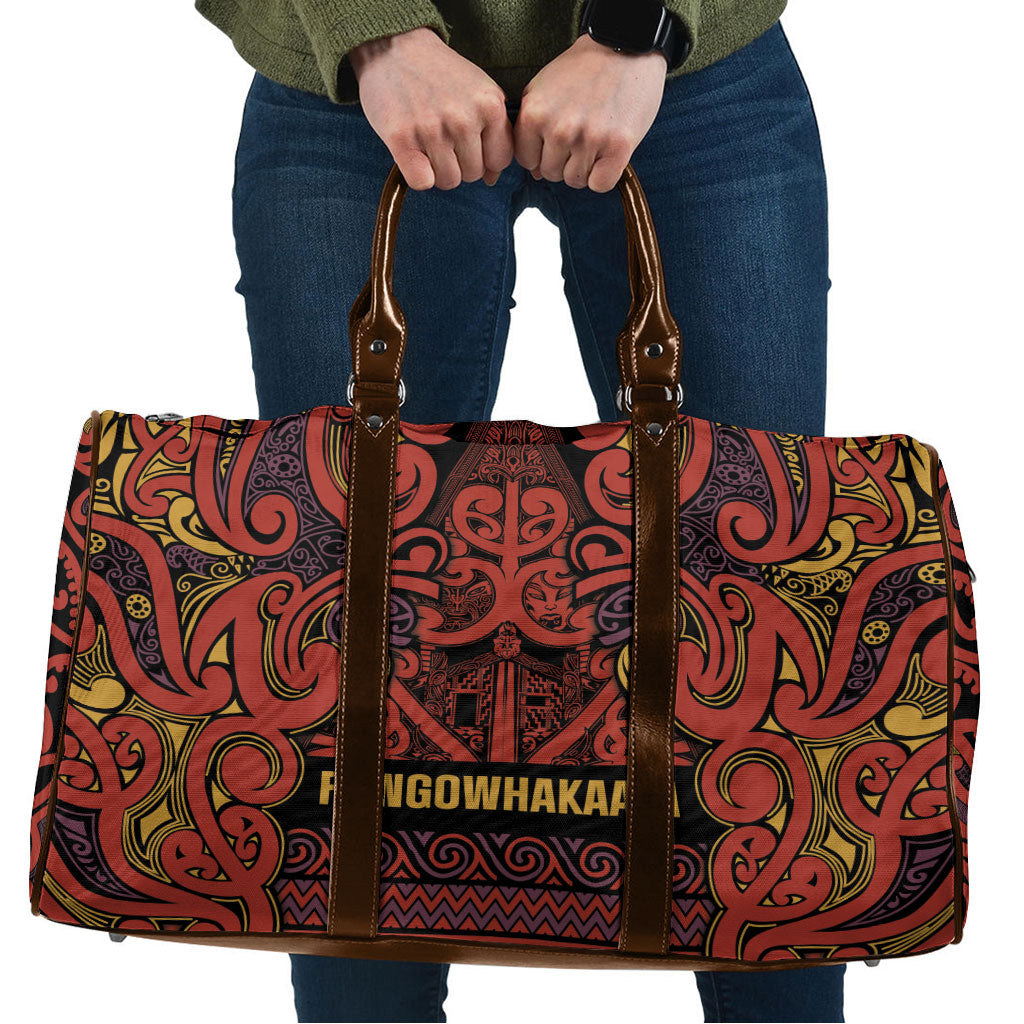 Aotearoa Iwi Rongowhakaata Travel Bag Maori Wharenui House Tribal Pattern