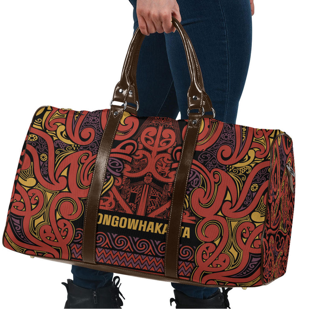 Aotearoa Iwi Rongowhakaata Travel Bag Maori Wharenui House Tribal Pattern