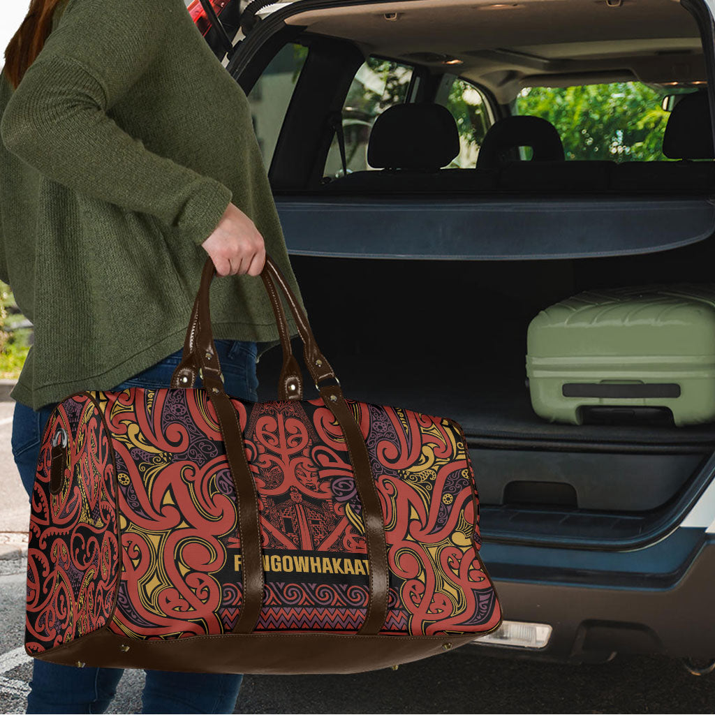 Aotearoa Iwi Rongowhakaata Travel Bag Maori Wharenui House Tribal Pattern