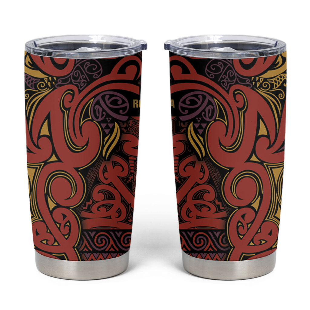 Aotearoa Iwi Rongowhakaata Tumbler Cup Maori Wharenui House Tribal Pattern