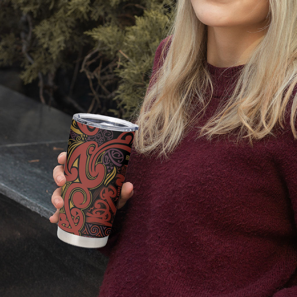 Aotearoa Iwi Rongowhakaata Tumbler Cup Maori Wharenui House Tribal Pattern