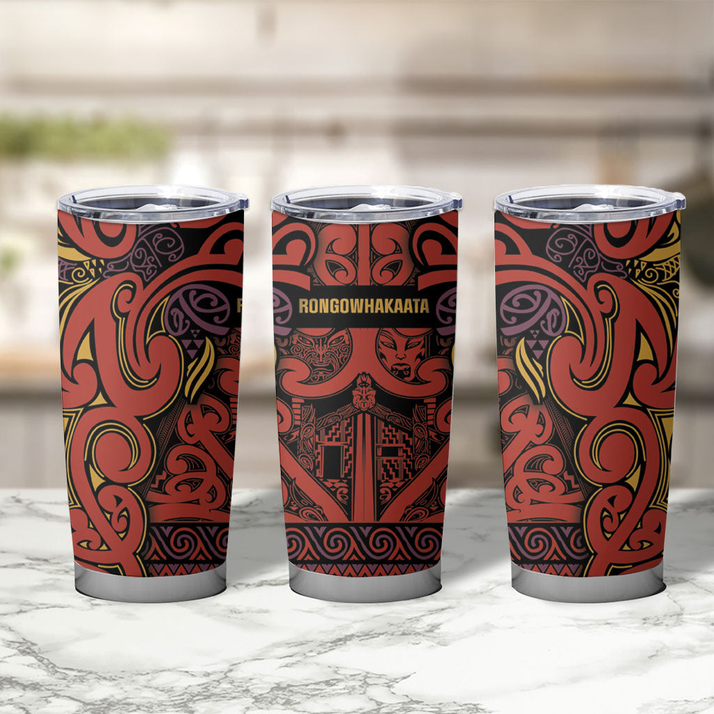 Aotearoa Iwi Rongowhakaata Tumbler Cup Maori Wharenui House Tribal Pattern