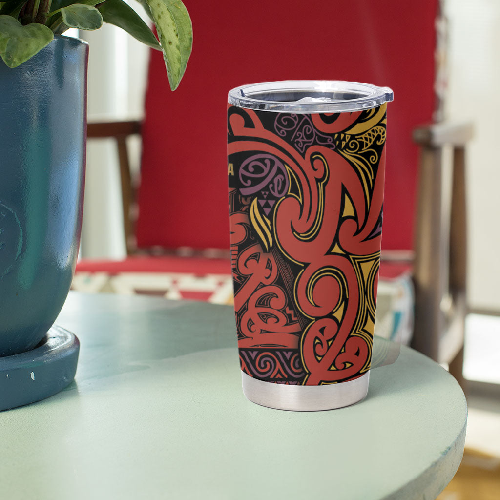 Aotearoa Iwi Rongowhakaata Tumbler Cup Maori Wharenui House Tribal Pattern