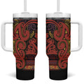 Aotearoa Iwi Rongowhakaata Tumbler With Handle Maori Wharenui House Tribal Pattern
