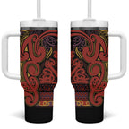 Aotearoa Iwi Rongowhakaata Tumbler With Handle Maori Wharenui House Tribal Pattern